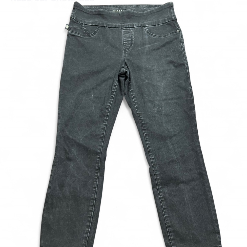 ROCK & REPUBLIC Black Pull-On The Slimming Denim R Cure Stretch 12 Exellent Cond